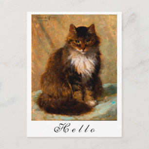 Tarjeta postal de retrato pintado de gato Maine Co