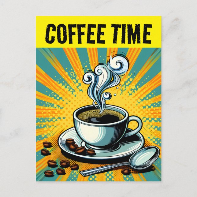 TARJETA POSTAL DE RETRO DE TIEMPO DE CAFÉ (Anverso)