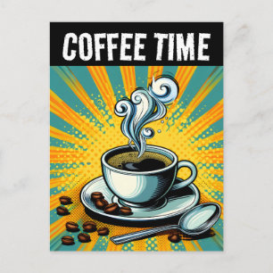 TARJETA POSTAL DE RETRO DE TIEMPO DE CAFÉ