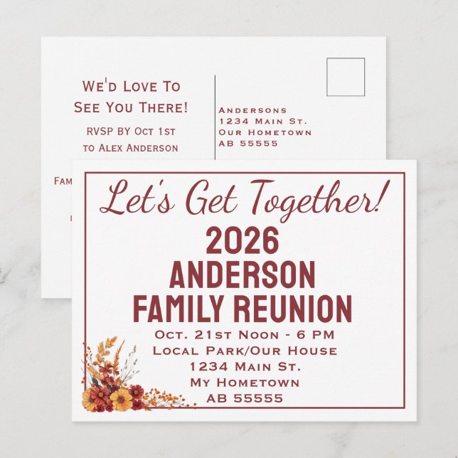 Tarjeta postal de reunión de flores silvestres de  (Anverso / Reverso)