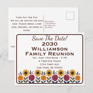 Tarjeta Postal de Reunión Familiar Sunflower para