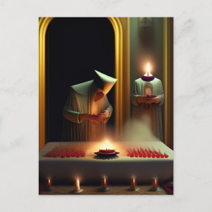 Tarjeta postal de ritual extraño surrealista