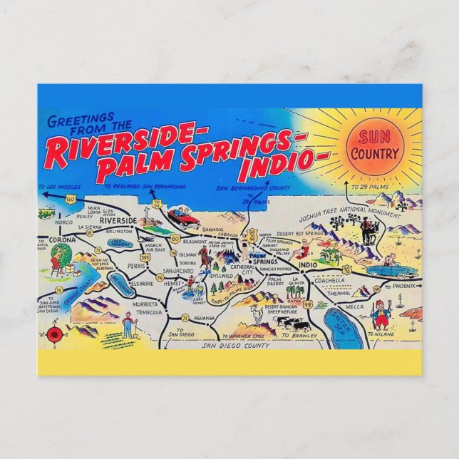 Tarjeta postal de Riverside - Palm Springs (Anverso)