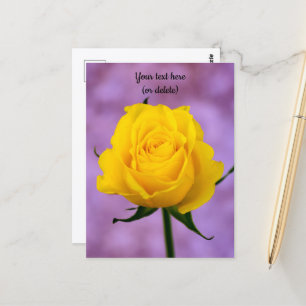 Tarjeta postal de rosa amarilla sola