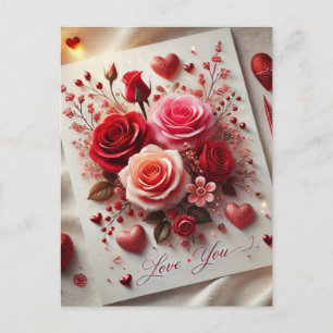 Tarjeta postal de rosa del día de San Valentín que