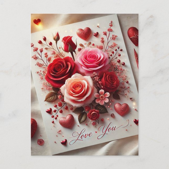 Tarjeta postal de rosa del día de San Valentín que (Anverso)