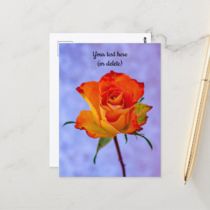 Tarjeta postal de rosa naranja y amarilla única