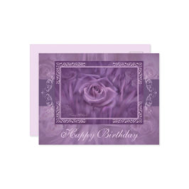 Tarjeta postal de rosa púrpura y encaje