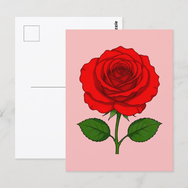 Tarjeta postal de rosa roja (Anverso / Reverso)