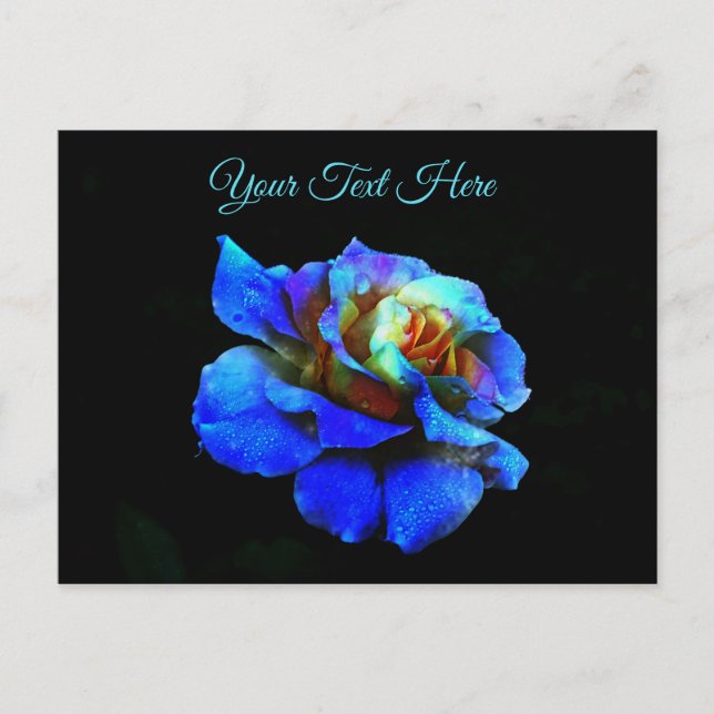 Tarjeta postal de rosa teñida de azul zafiro *pers (Anverso)