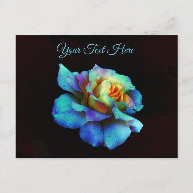Tarjeta postal de rosa teñida de turquesa *persona (Anverso)