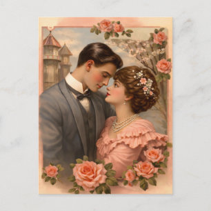 Tarjeta Postal de Rosa Vintage – Floral de Tono Su