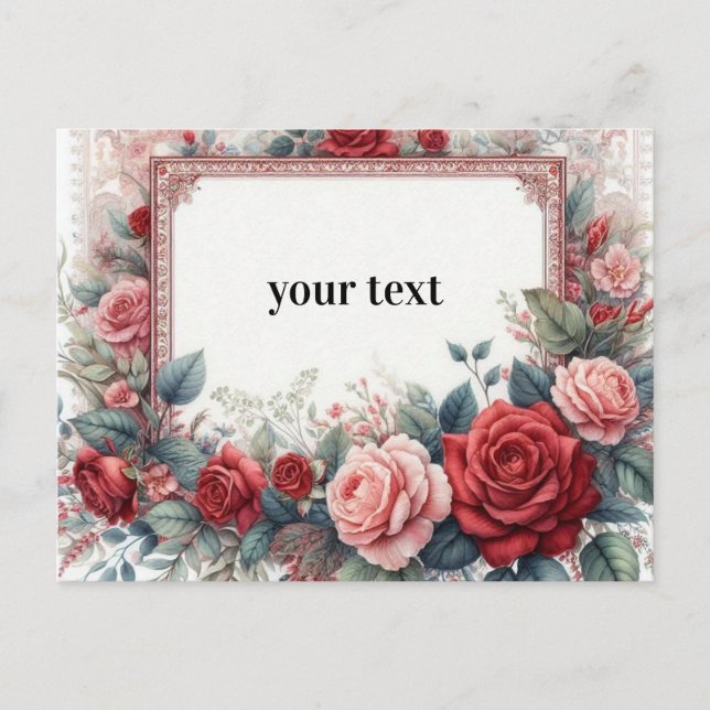 tarjeta postal de rosas con marco vintage personal (Anverso)