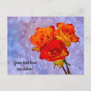 Tarjeta postal de rosas naranja y amarilla