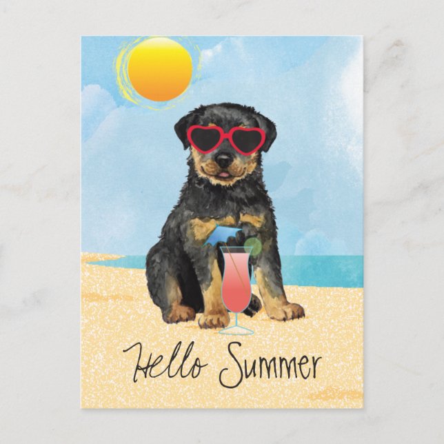Tarjeta postal de Rottweiler de verano (Anverso)