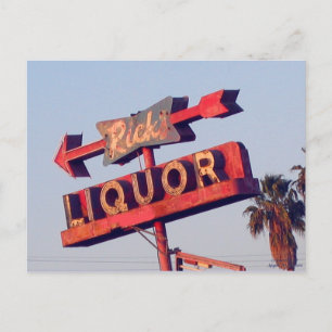 Tarjeta postal de Rótulo de Ricks Liquor Vintage