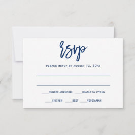Tarjeta Postal de RSVP | Caligrafía a Pluma - Azul