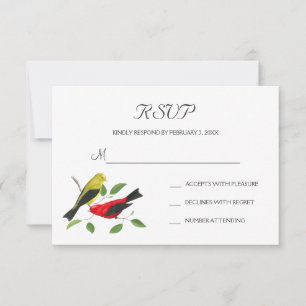 Tarjeta Postal de RSVP de Boda Arte de Pájaros Tan