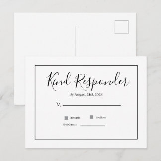 Tarjeta Postal de RSVP de Boda Minimalista Elegant