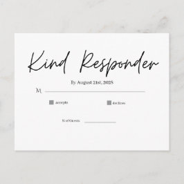 Tarjeta Postal de RSVP de Boda Minimalista y Elega