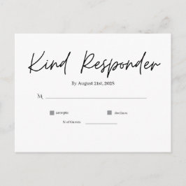 Tarjeta Postal de RSVP de Boda Minimalista y Elega
