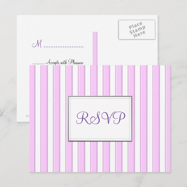 Tarjeta postal de RSVP personalizada con rayas ros (Anverso / Reverso)