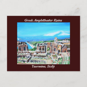 Tarjeta postal de ruinas de anfiteatro griego
