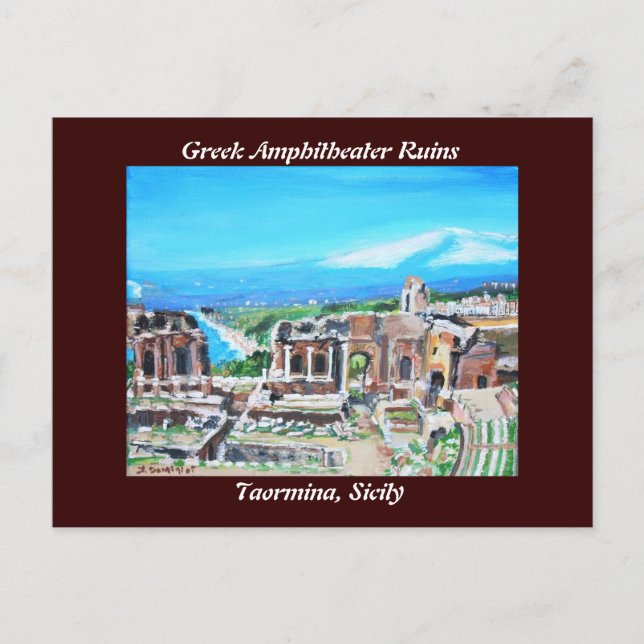 Tarjeta postal de ruinas de anfiteatro griego (Anverso)