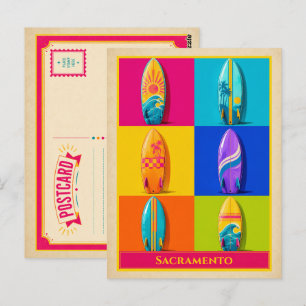 Tarjeta postal de Sacramento California Surfboard 