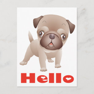 Tarjeta postal de saludo a Perro de Pug Puppy