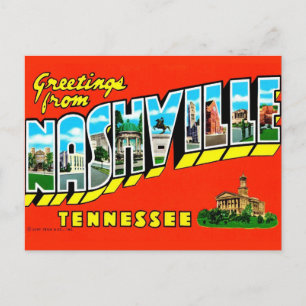 Tarjeta postal de saludo colorida de Nashville