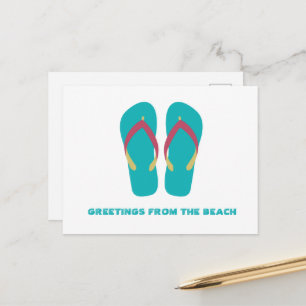 Tarjeta postal de saludo de Aqua Flip Flops