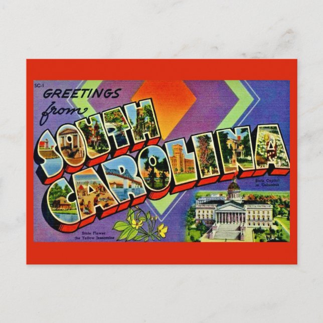 Tarjeta postal de saludo de Carolina del Sur (Anverso)