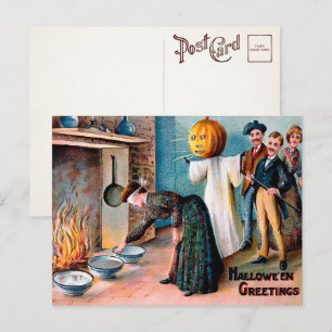 Tarjeta postal de saludo de Halloween de época