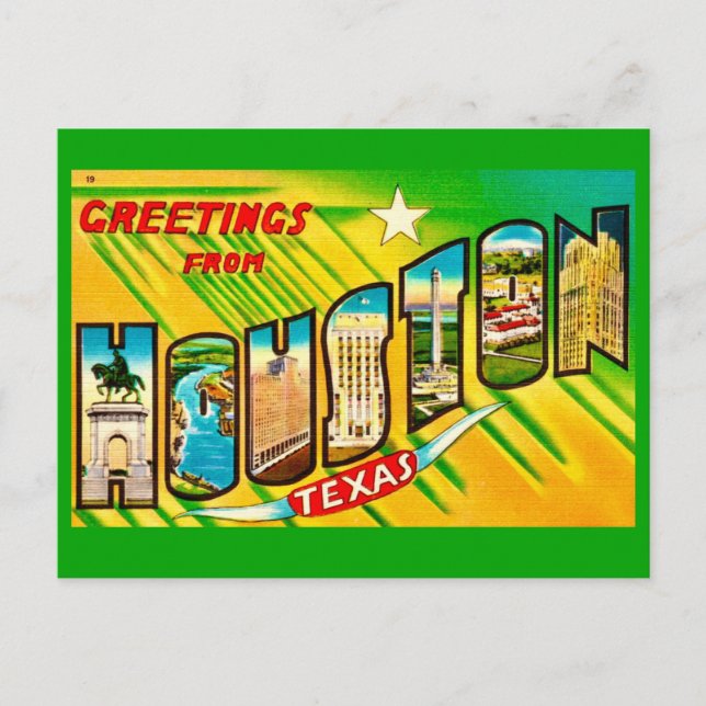 Tarjeta postal de saludo de Houston Texas (Anverso)