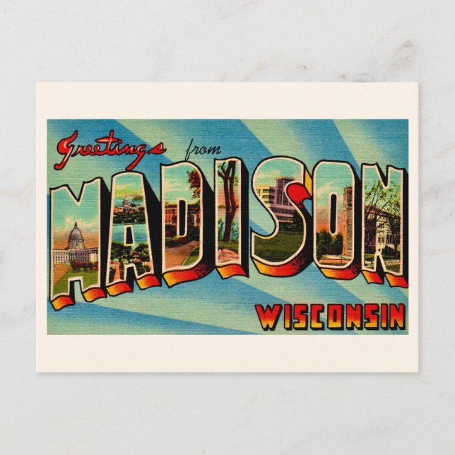 Tarjeta postal de saludo de Madison Wisconsin (Anverso)
