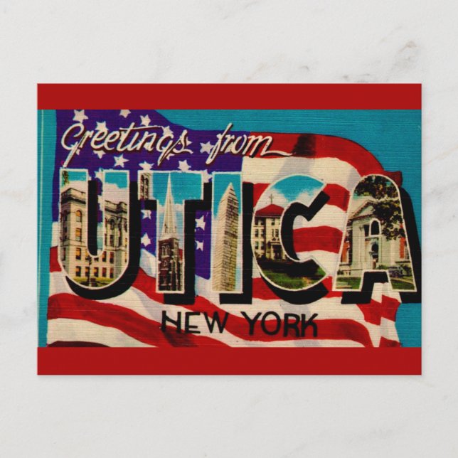Tarjeta postal de saludo de Old Utica Nueva York (Anverso)