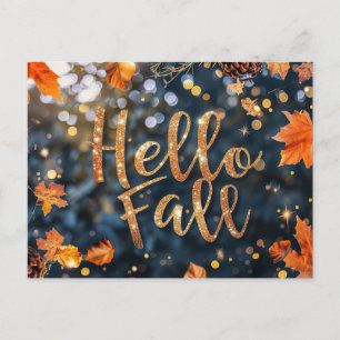 Tarjeta postal de saludo de otoño con calabazas y 