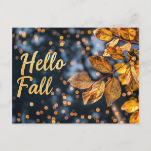 Tarjeta postal de saludo de otoño con calabazas y 