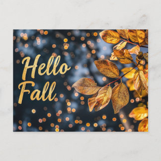 Tarjeta postal de saludo de otoño con calabazas y 