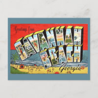 Tarjeta postal de saludo de Savannah Beach Georgia