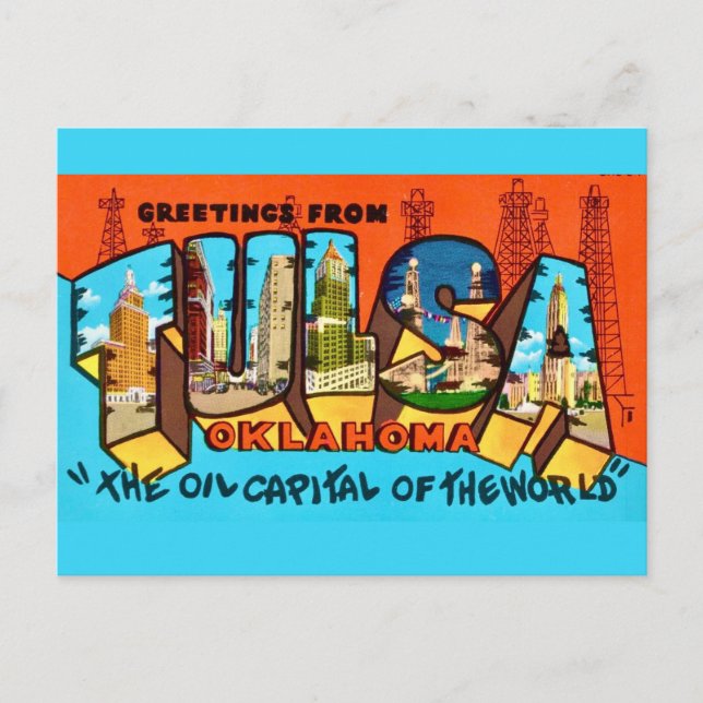 Tarjeta postal de saludo de Tulsa Oklahoma (Anverso)