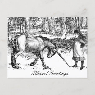 Tarjeta postal de saludo de Unicornio
