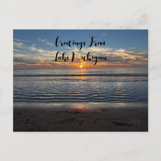 Tarjeta postal de saludo del atardecer del lago Mi