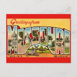 Tarjeta postal de saludo divertida de Missouri