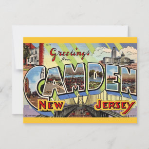 Tarjeta postal de saludo retro Camden NJ