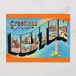 Tarjeta postal de saludo retro de Boston