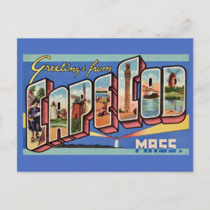 Tarjeta postal de saludo retro de Cape Cod
