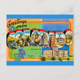 Tarjeta postal de saludo retro de Colorado