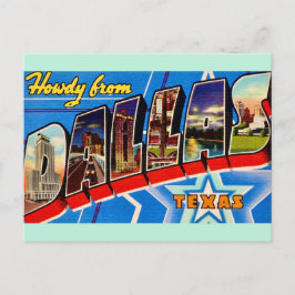 Tarjeta postal de saludo retro de Dallas Texas